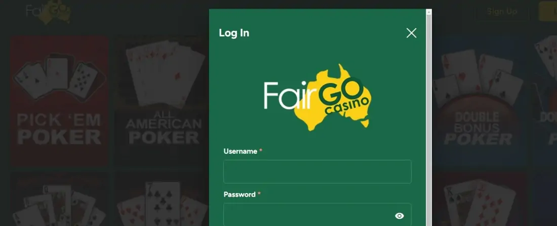 Fair Go Casino Login Interface
